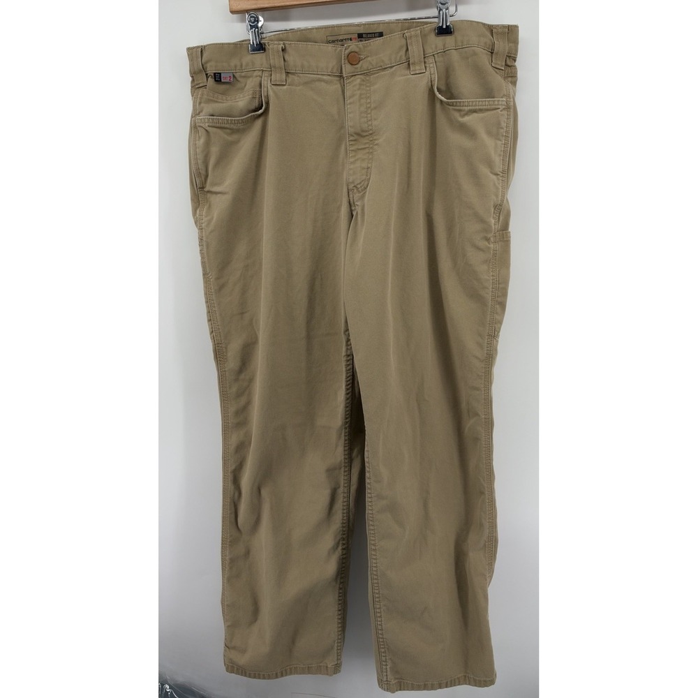 Carhartt FR Relaxed Fit Canvas Work Pants Straight Front Tan Men's 40x32